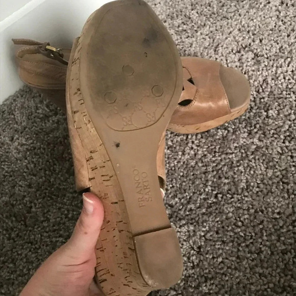 Franco Sarto Tan Peep Toe Wedges - Picture 2 of 5
